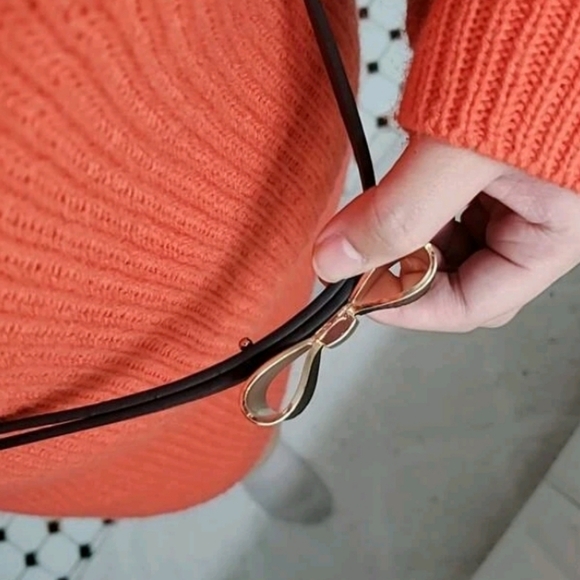 Plus Black faux leather Bow tie skinny waist evening Formal wedding dress belt - Picture 13 of 16